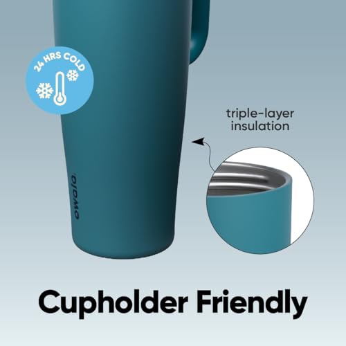 FreeSip Tumbler Insulated Stainless Steel Water Bottle with Built (Denim / 40 Ounces)