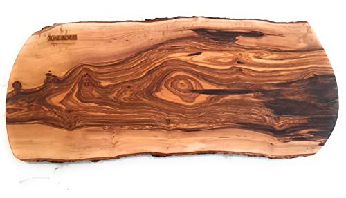24" Rustic Handmade Bark Edge Olive Wood Charcuterie Board Extra Large by Orchard Hardwoods