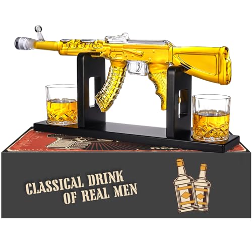 Whiskey Decanter AK47 Set with 2 Whiskey Glasses