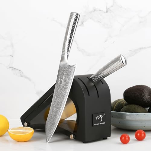 Damascus Kitchen Knife Set with Block (4 Count)