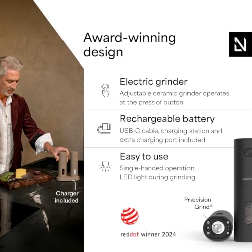 Electric Salt and Pepper Grinder Set (Carbon Black / Set of two electric grinders)