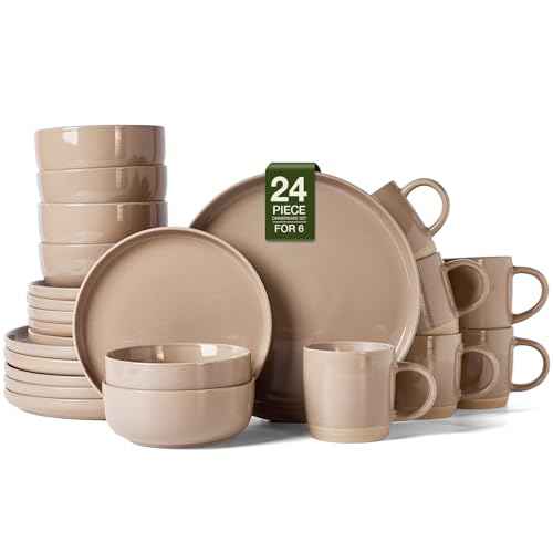 Milkyway 24 Piece Dinnerware Set with Mugs (Cinnamon Brown / Service for 6 (Include Mugs))
