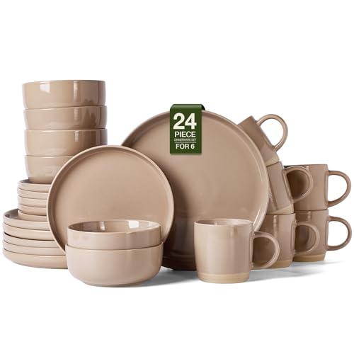 Milkyway 24 Piece Dinnerware Set with Mugs (Cinnamon Brown / Service for 6 (Include Mugs))