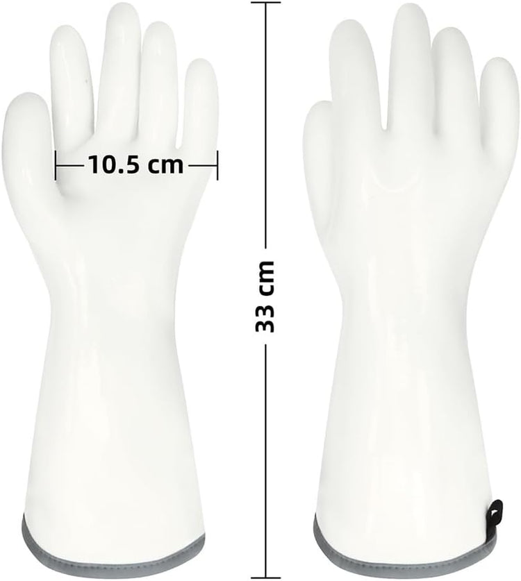 Silicone BBQ Gloves, Oven Gloves with Fingers 932°F Heat Resistant, Kitchen Waterproof Hot Proof Glove for Fryer, Smoker, Baking, Cooking (White, XXL)