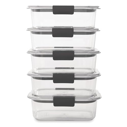 Brilliance Tritan Plastic Food Storage Containers BPA Free Airtight Lids Ideal for Lunch Meal Prep & Leftovers Set of 5 (3.2 cup (10-Piece))
