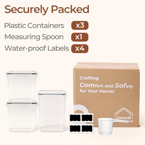 Airtight Flour and Sugar Container 2.6Qt & 5.5Qt 3Pack (5.5Qt/2.6Qt-Square)