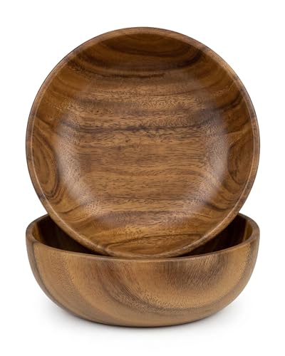 Large Wooden Salad Bowls Set of 2 (Brown Large(set of 2))