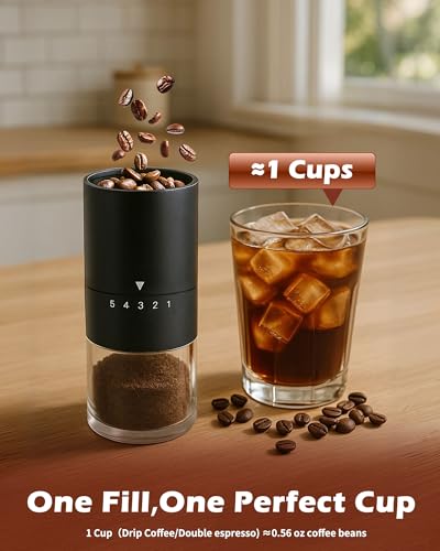 Manual Coffee Grinder With Ceramics Burr For Espresso (Black)