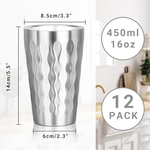 Stainless Steel Double Wall Cups (fire diamond-patterned / 16oz,12pcs)
