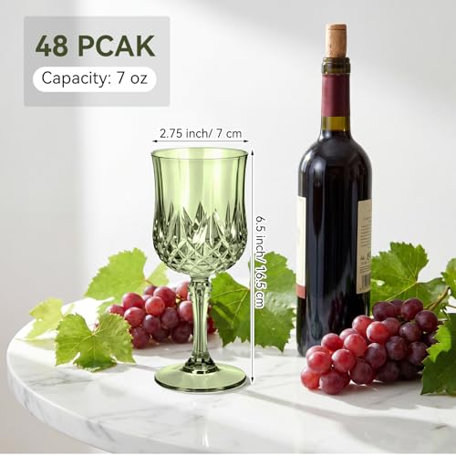 60 Pcs 7oz Plastic Vintage Wine Glasses Drinking Goblets Unbreakable Crystal Water Glassware Reusable Diamond Champagne Flutes Cups for Wedding Banquet Birthday Party Supplies (60 Count)