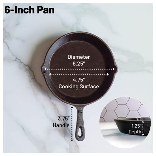 6-1/2 Inch Round Small Pre-Seasoned Cast Iron Skillet (6 inch)