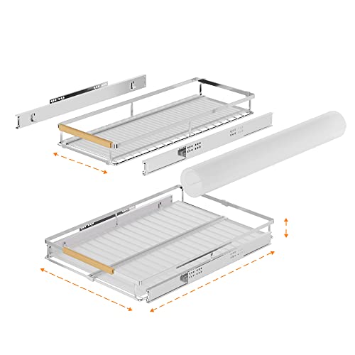 Pull Out Cabinet Organizer (S:12.1~18.4" W x 22.5" D / Chrome-2pack)