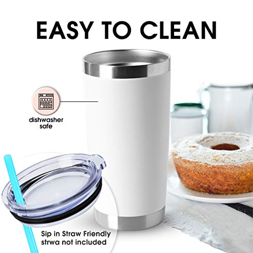 20oz Stainless Steel Tumblers Bulk (White-A / 4 Count (Pack of 1))