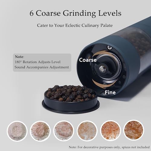 Electric Salt and Pepper Grinder Set with USB Rechargeable (Blue-Grey)