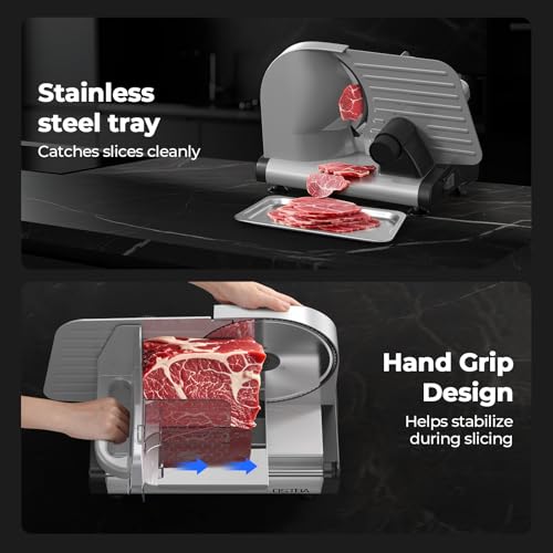 Meat Slicer Two 8.7” Stainless Steel Blades (L / Silver)