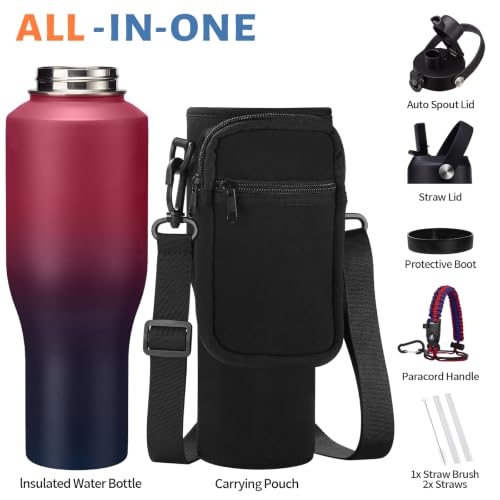 40 oz Insulated Water Bottle with Straw Lid & Pop (Gradient Claret / 40 Ounces)