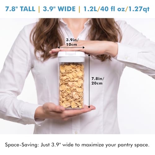 6 PC 1.2L Clear Plastic Airtight Pantry Storage Containers with Lids (Matte White)