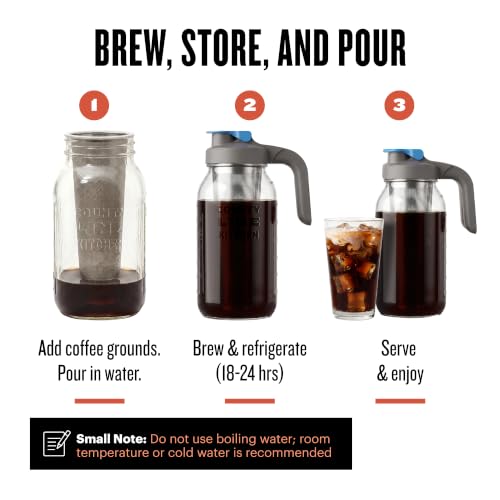 64oz Cold Brew Coffee Maker with Leak Proof Lid (64 oz / Gray)