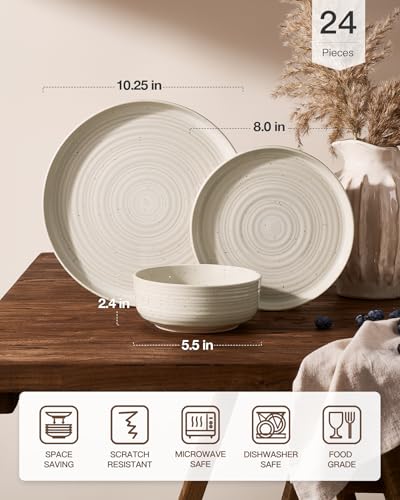 Stoneware Dinnerware Sets for 8 (24 Count)