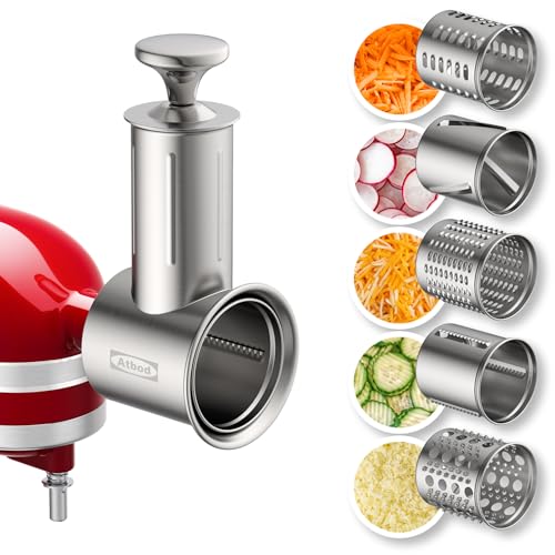 Stainless Steel Slicer Shredder Attachment for KitchenAid Stand Mixer (5 Blades)