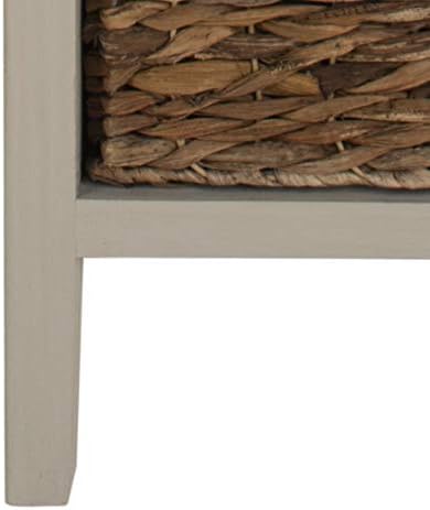 SAFAVIEH Home Collection – Michaela Vintage Grey Storage Unit with Woven Basket Drawers, British Colonial Farmhouse Accent Storage, Fully Assembled (AMH5744D)