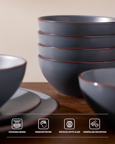Venus Dinnerware Sets with Mugs (Charcoal / Serves 6 (24pc w/ Mug))