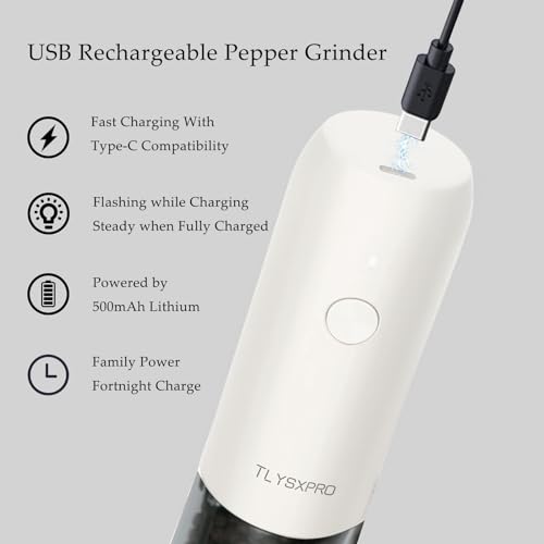 Electric Salt and Pepper Grinder Set (White)