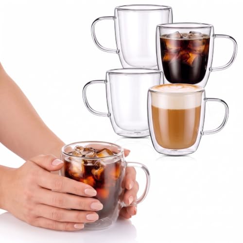 Glass Coffee Mugs Set of 4 (480ml / Clear)