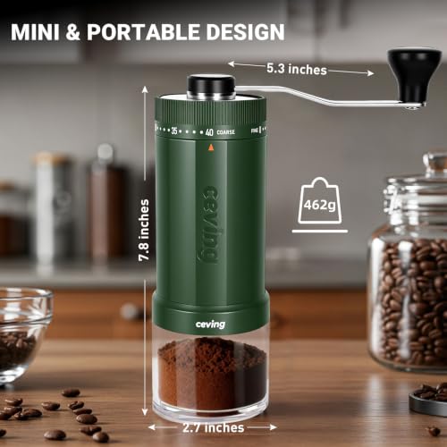 World's First 60g Large Capacity Manual Coffee Grinder (MEGA Green / Ceramic Burr)