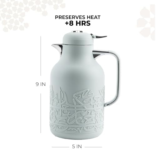 Insulated Carafe Flask 1L For Hot Coffee & Tea (Green mint & Silver)
