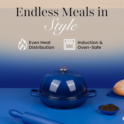 Enamelled Cast Iron Dutch Oven Pot (Dark Blue)
