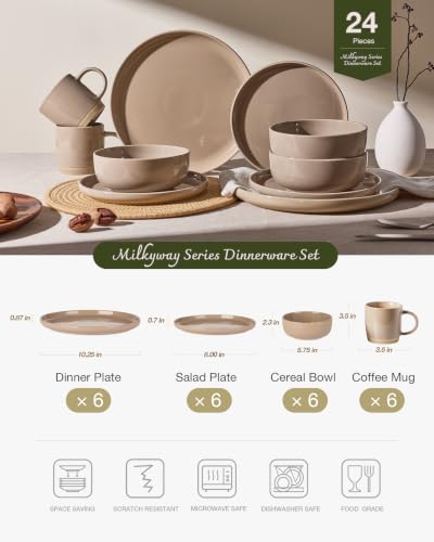 Milkyway 24 Piece Dinnerware Set with Mugs (Cinnamon Brown / Service for 6 (Include Mugs))