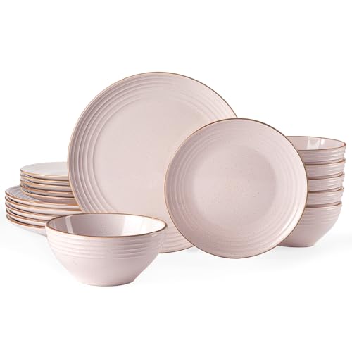 Jupiter Plates and Bowls Sets with Rim (Light Pink / 12)