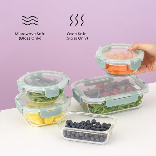 24pc Borosilicate Glass Storage Containers with Lids (Color Sage Green)