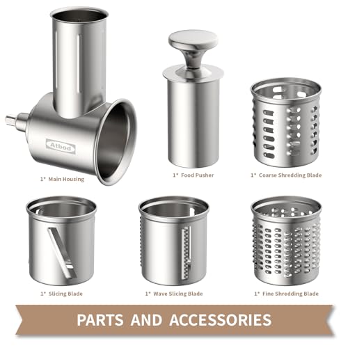 Stainless Steel Slicer Shredder Attachment for KitchenAid Stand Mixer (4 Blades)