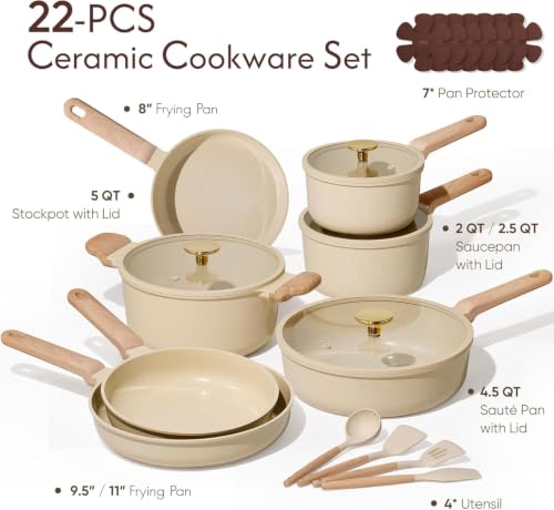 22pcs Ceramic Cookware Sets