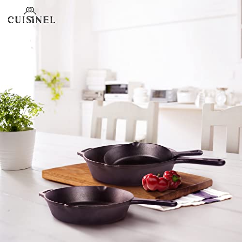 Cast Iron Skillet Set (12"+10"+8")
