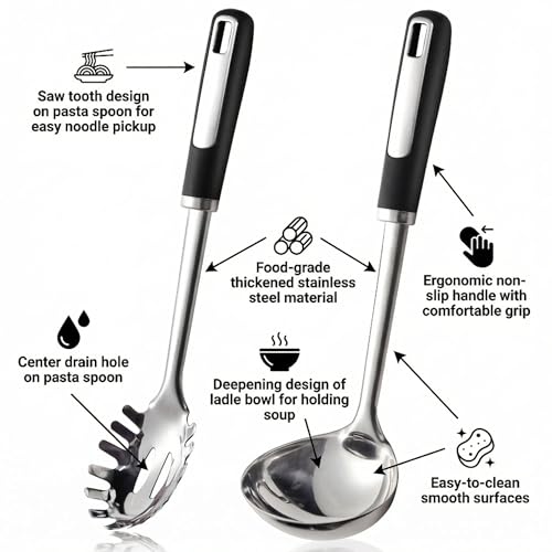Stainless Steel Ladle and Pasta Server Set (Stainless Steel Ladle(2 Piece))