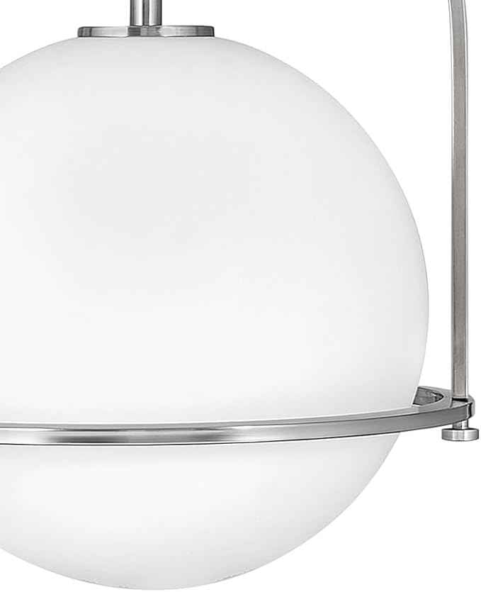 Hinkley Somerset 3405BN Large Hanging Pendant Light, Etched Opal Glass Globe, for Even or Sloped Ceilings, Customize Installation Height, Brushed Nickel