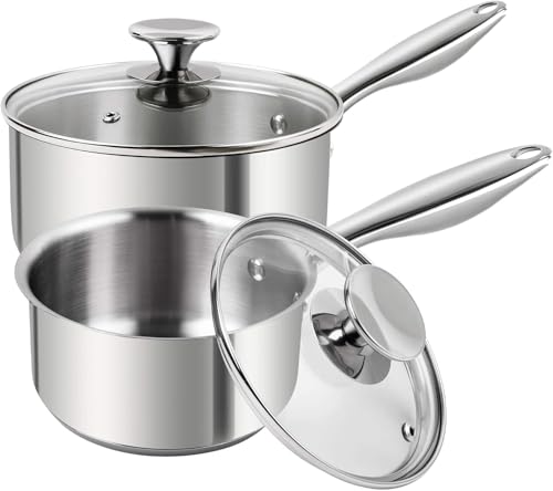 Stainless Steel Saucepan Set 1Qt & 2Qt