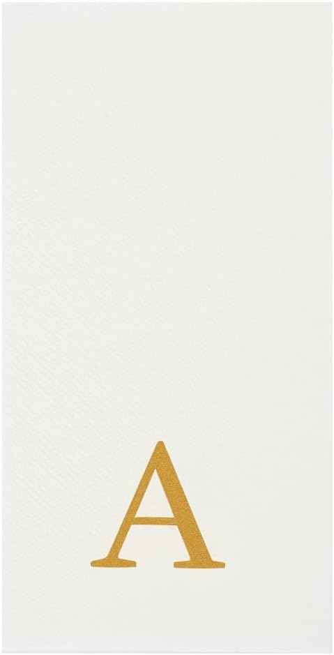 Luxenap 15.8 X 7.9 Inch Linen-Feel Guest Towels, 2000 Lettered Hand Towels - Gold Letter 'A', Sans Serif Font, White Paper Dinner Napkins, airlaid, For Restrooms And Tables - Restaurantware