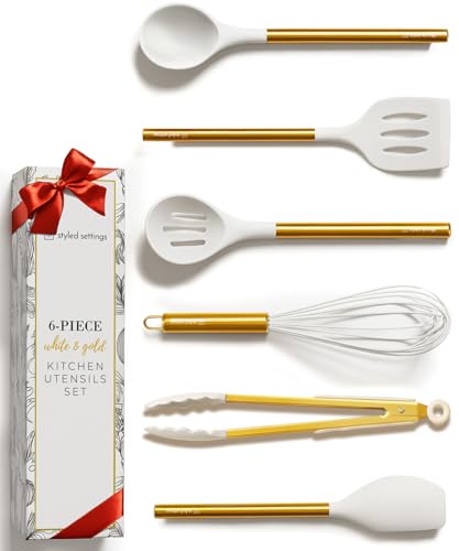 Gold Kitchen Utensils Set (White)