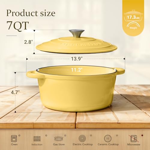 Enameled Cast Iron Dutch Oven (7 Quart / Goose Yellow)