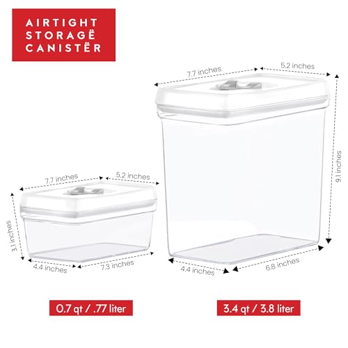 Large Airtight Food Storage Containers with White Lids (06 - 3.8 Liters & .77 Liter (Set of 4))