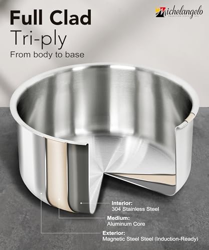 14pcs Tri Ply Stainless Steel Cookware Set with Detachable Handles