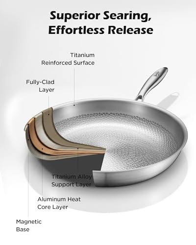 Titanium pans for cooking with lid
