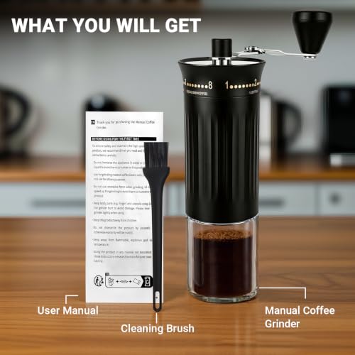 Mini Manual Coffee Grinder With 56 Adjustable Settings (M07 Black / Steel Burr)