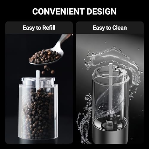 Electric Salt and Pepper Grinder Set (Large / Black)