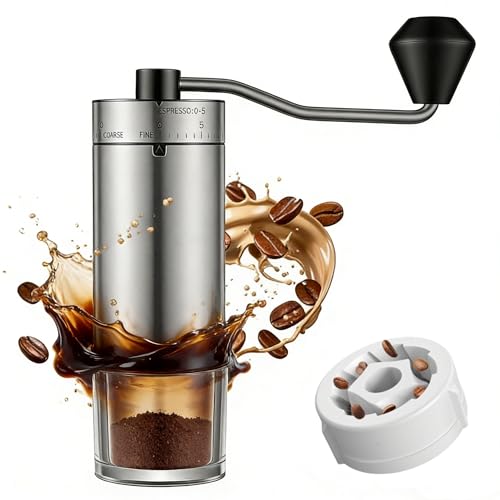 Manual Stainless Steel Coffee Grinder with 40 Adjustable Settings (Ceramic Grinding Corn)