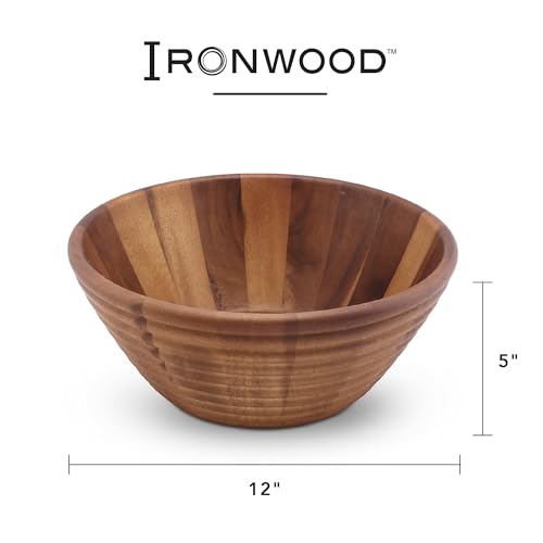 Acacia Wood Salad Bowl (12" Large Beehive Salad Bowl)